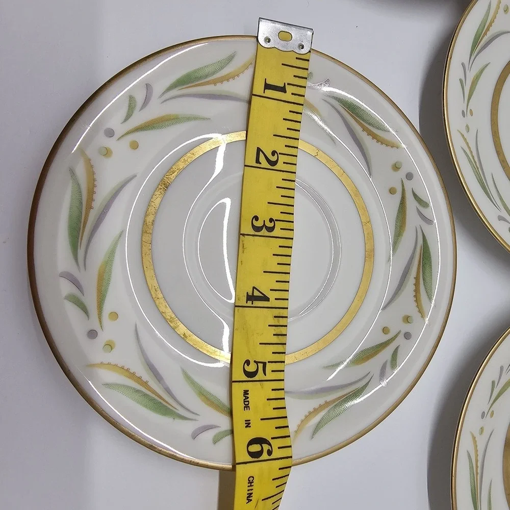 9 Peice Set-Royal Jackson‎ Autumn Vtg Vogue Gold Trim Tea Cup Saucer & Sugar